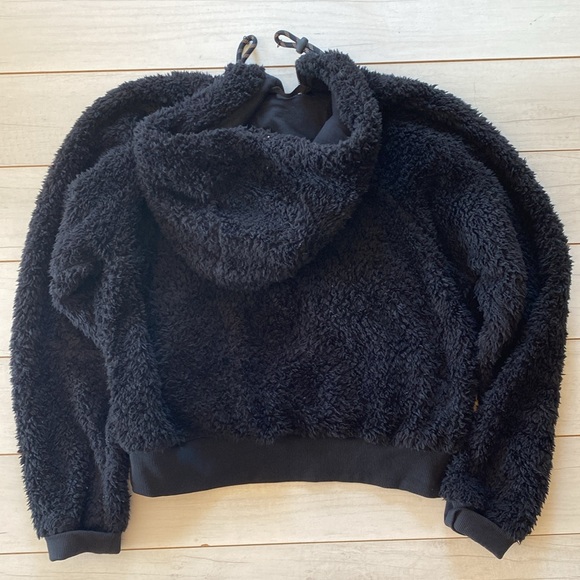 Lululemon Women Textured Fleece Hoodie 1/2 Zip Sz 8 Black Teddy Faux Sherpa - Picture 13 of 13